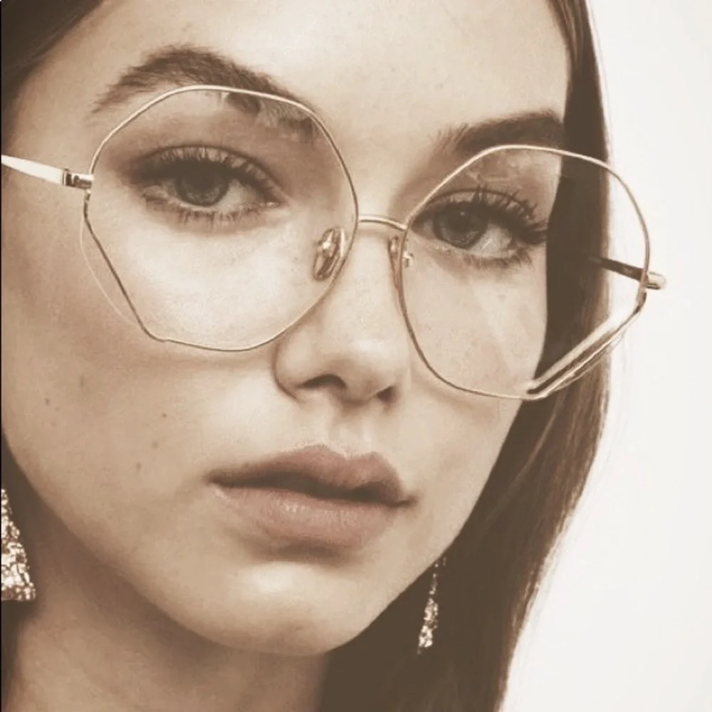 Gold Geometric Wire Glasses - Clear Lens Fashion Accessory NWOT